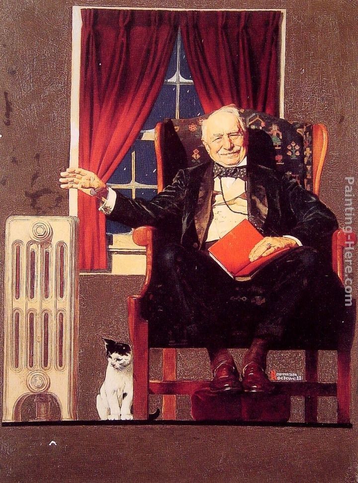 Norman Rockwell Man seated by a Radiator